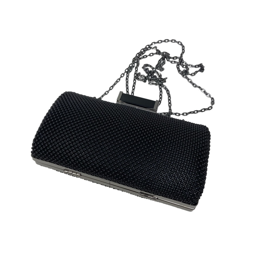 Jessica McClintock Black Beaded with Sliver Crossbody Purse | Clutch and 6.5”x4” - Picture 1 of 5